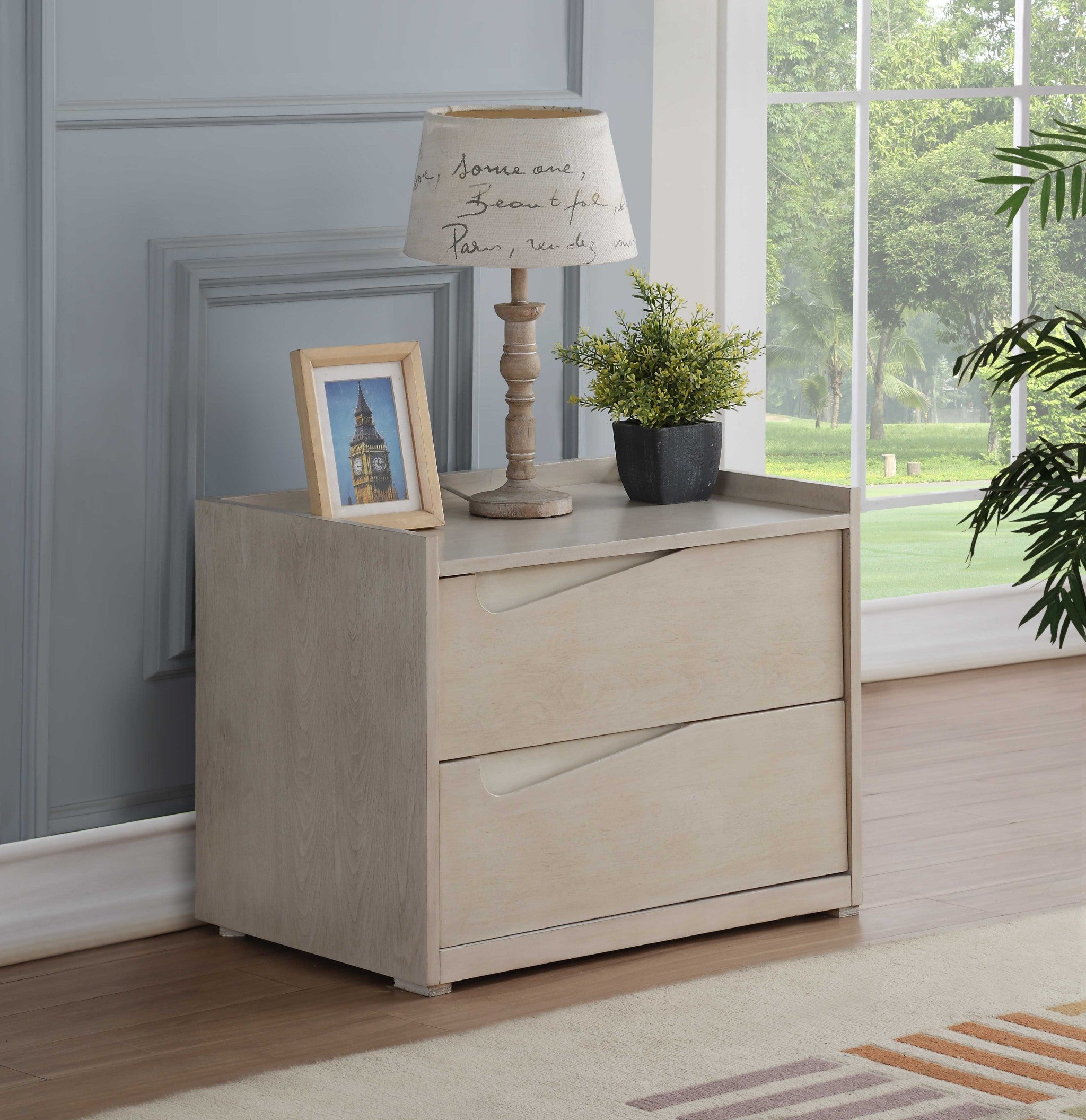  Whitewashed Wood Nightstand By Homeroots 