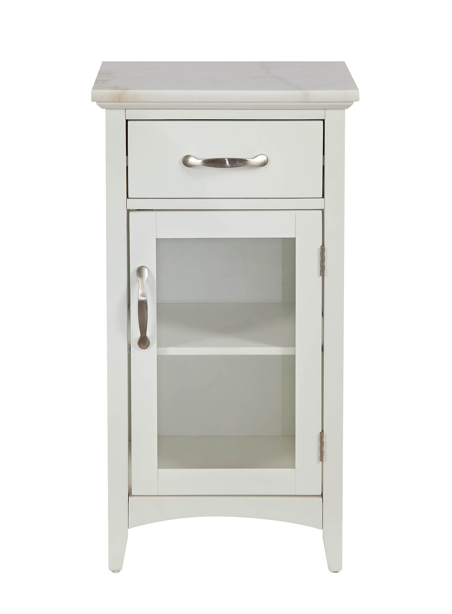  Compact Stylish White Marble Top Cabinet By Homeroots 