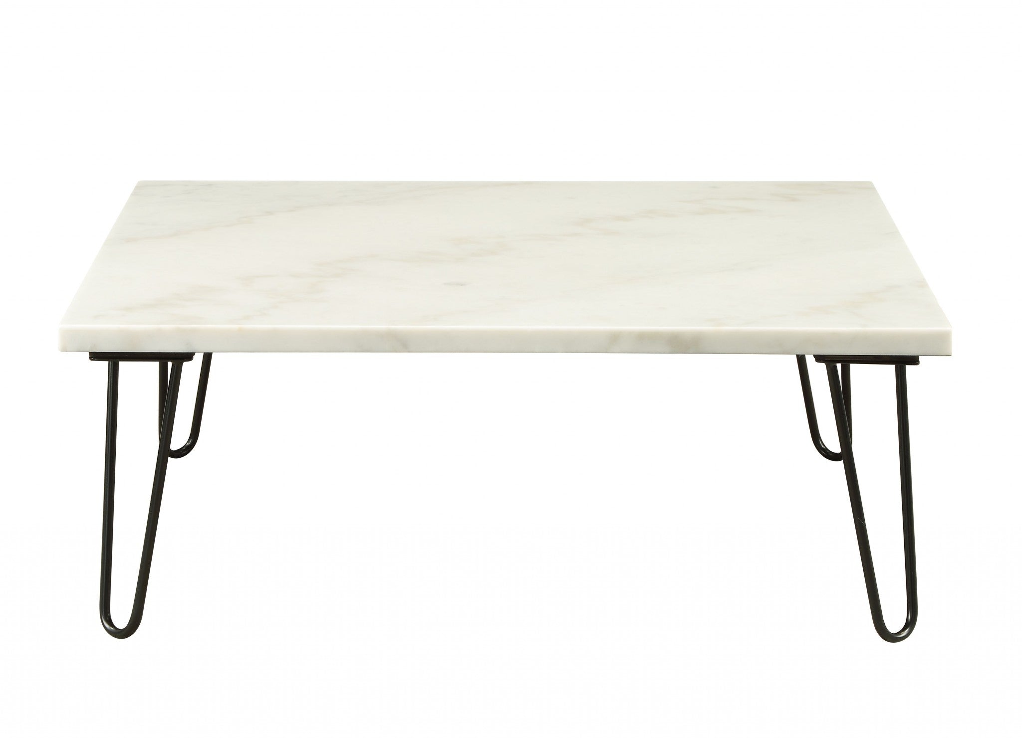  Real Marble And Black Coffee Table By Homeroots 