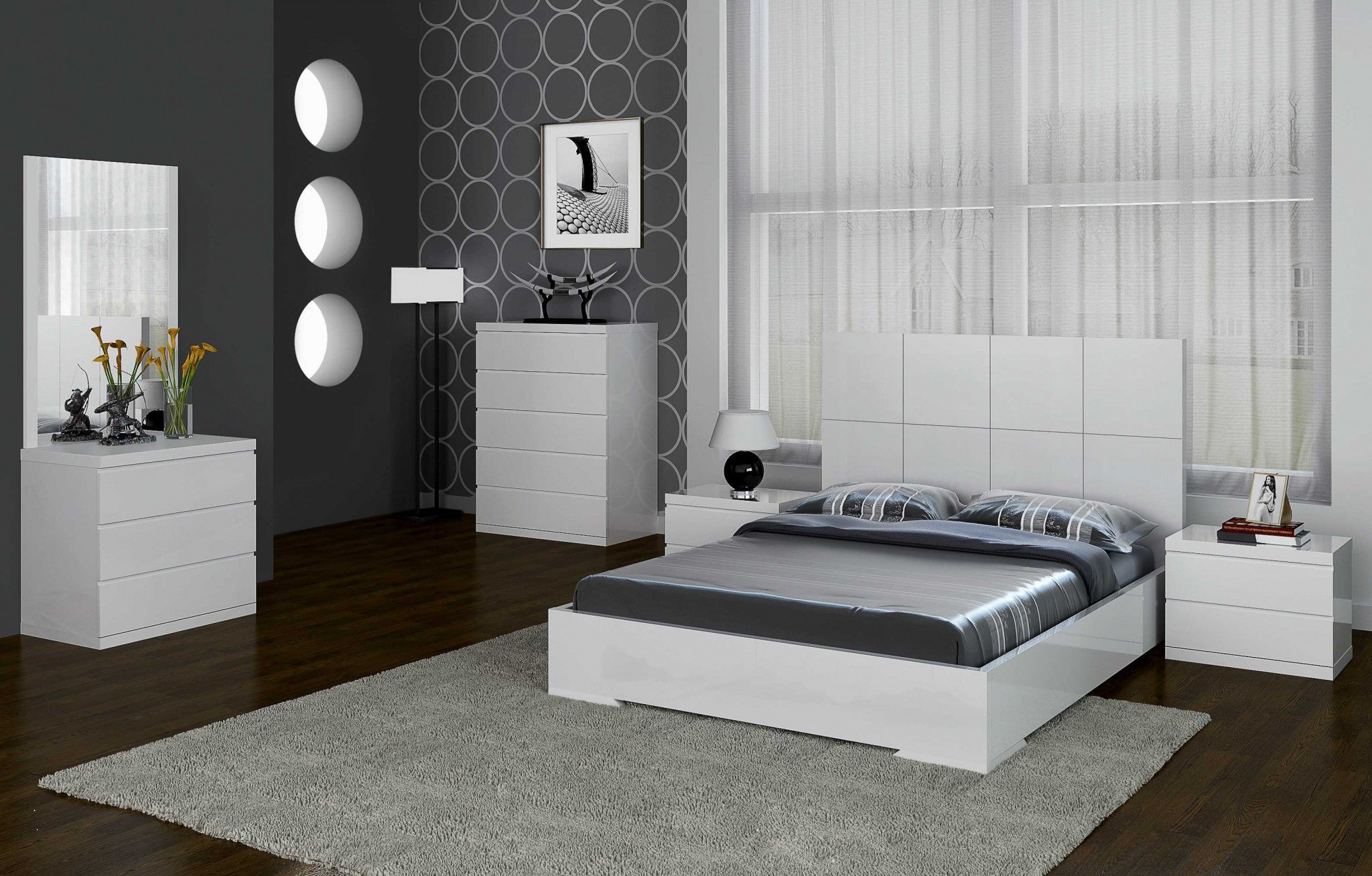  White Stainless Steel King Bed By Homeroots - 320670 