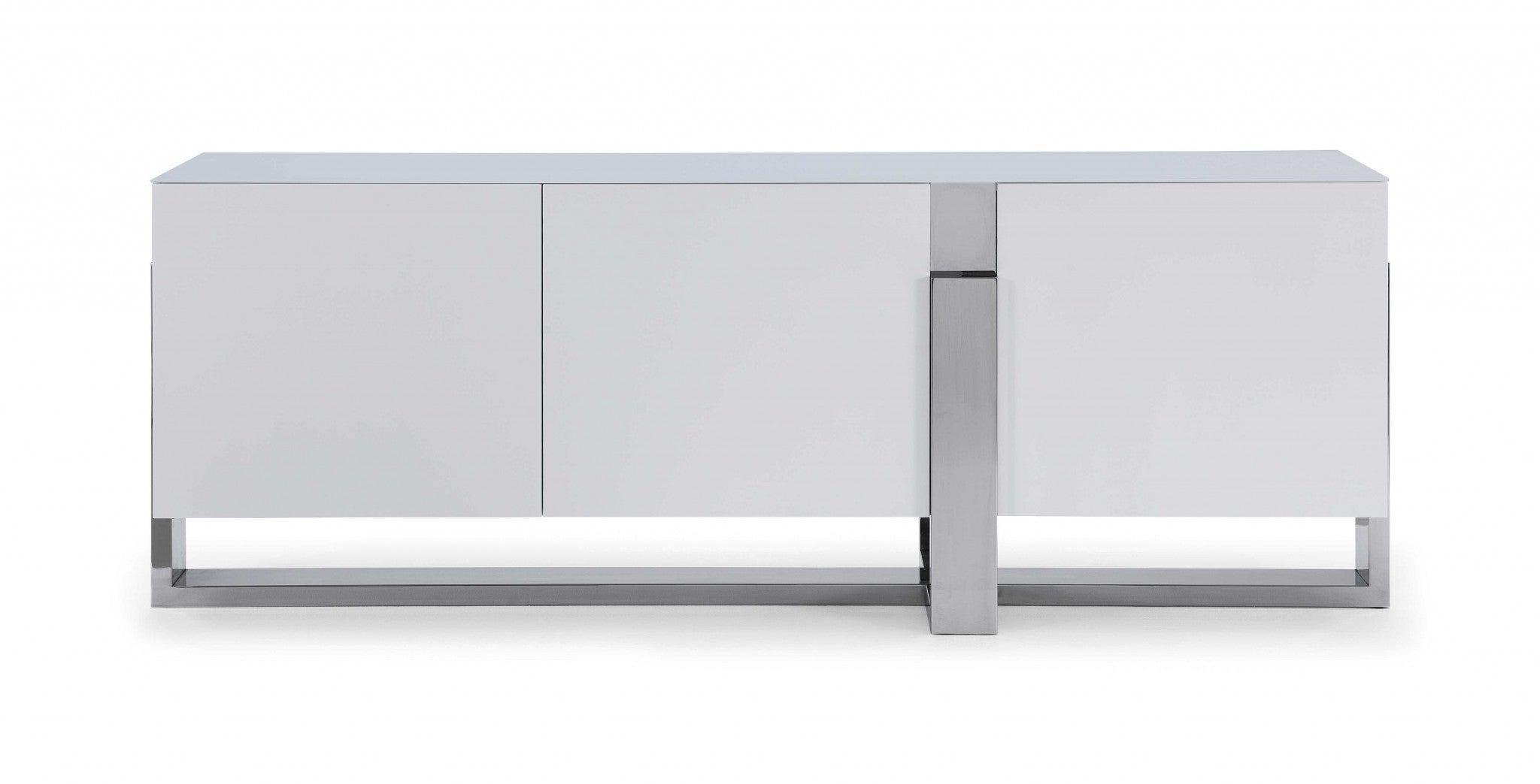  White Glass Steel Buffet By Homeroots 