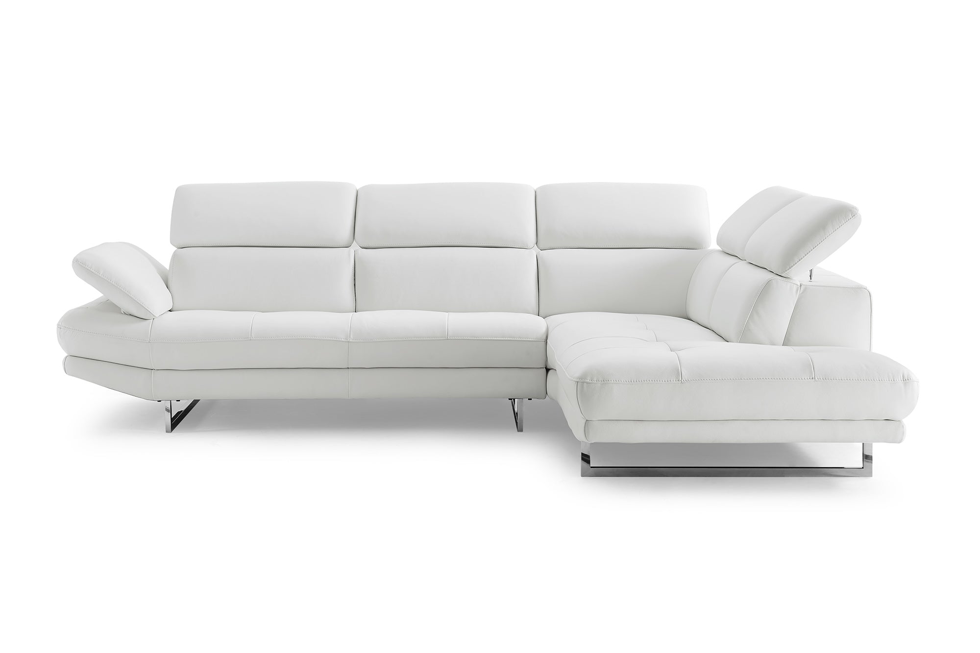  Sectional Chaise On Right When Facing White Top Grain Italian Leather Adjustable Headrest Couch By Homeroots 