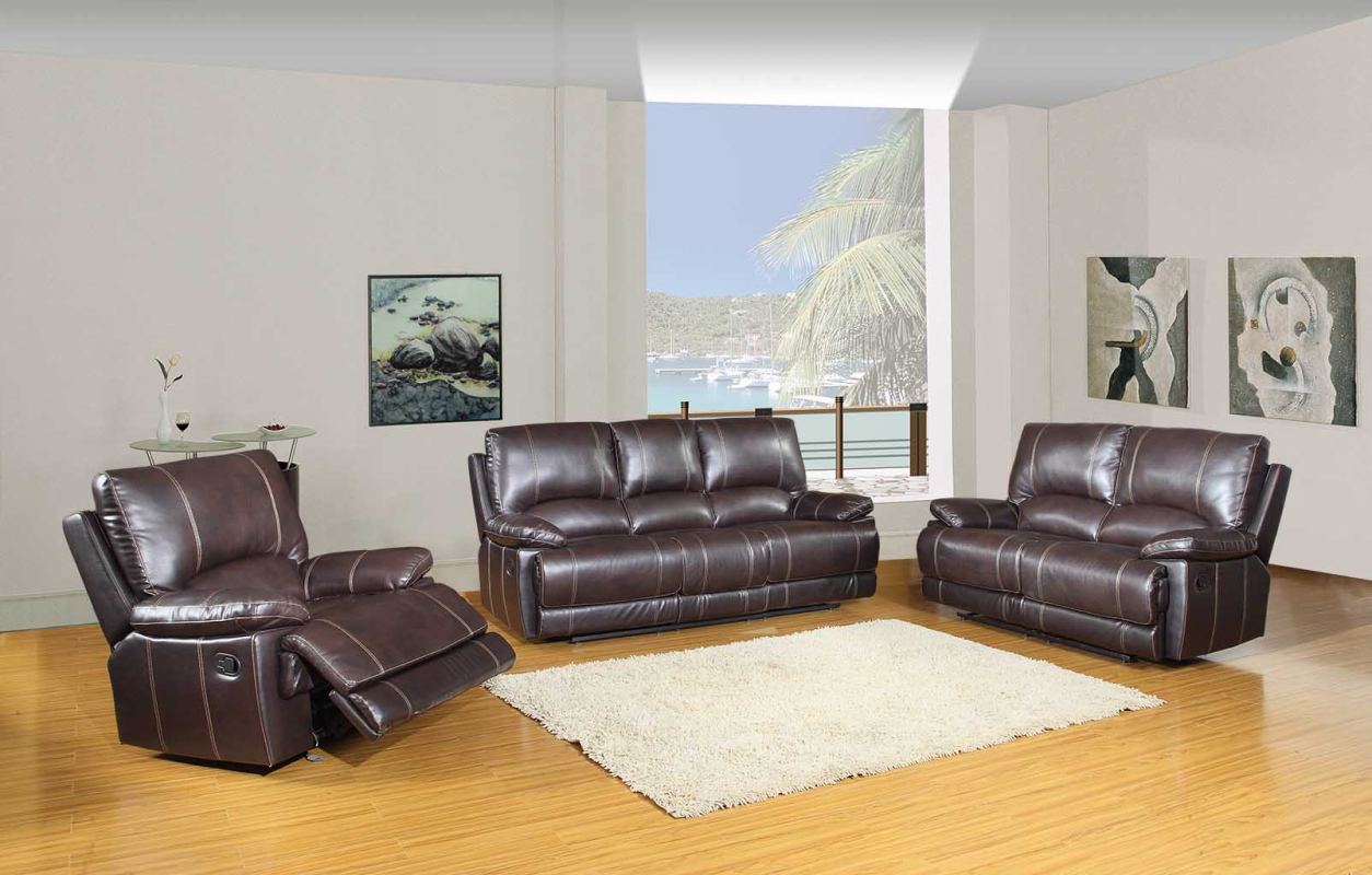  165" Stylish Brown Leather Couch Set By Homeroots 