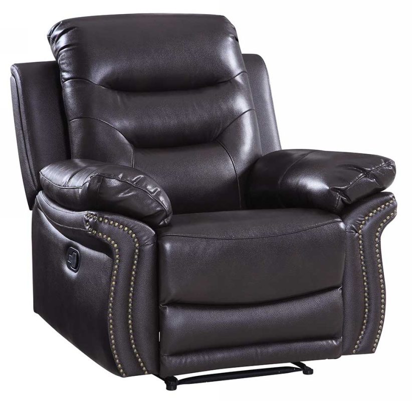  44" Brown Comfortable Leather Recliner Chair By Homeroots 