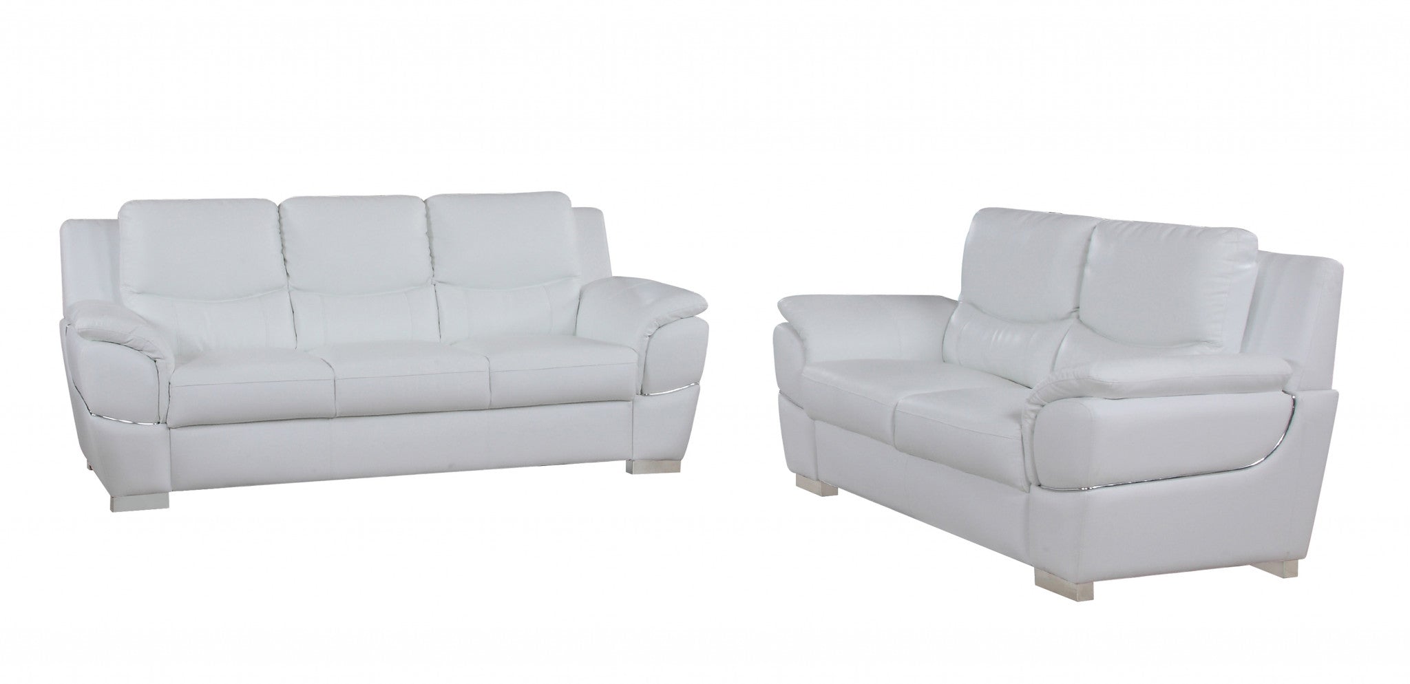  Chic White Leather Sofa Set By Homeroots 