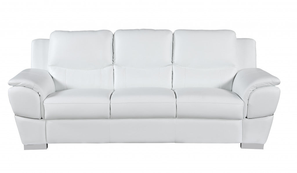  37" Chic White Leather Sofa By Homeroots 