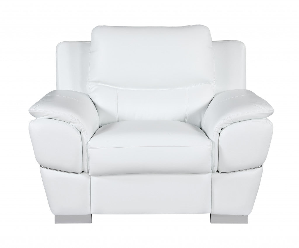  37" White Chic Leather Stationary Chair By Homeroots 