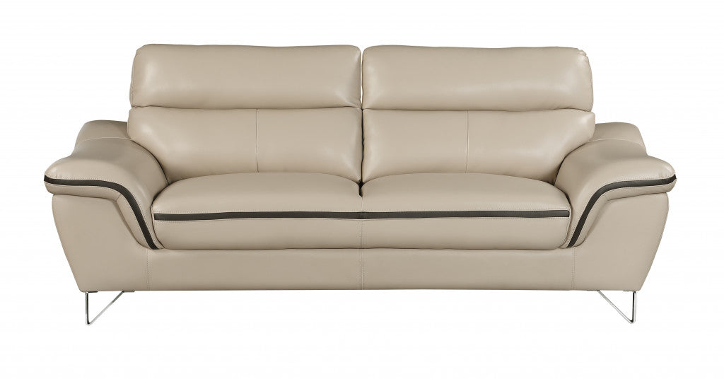  36" Charming Beige Leather Sofa By Homeroots 