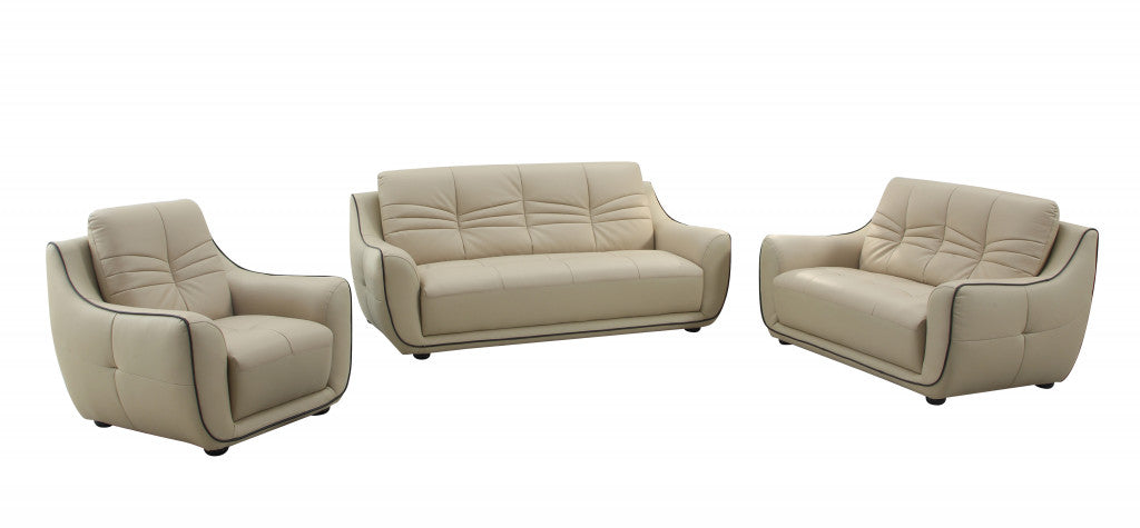  108" Elegant Beige Leather Sofa Set By Homeroots 