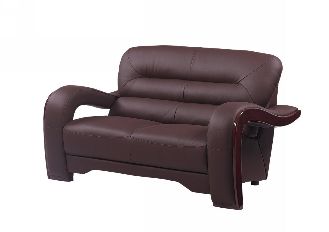  36" Glamorous Brown Leather Loveseat By Homeroots 