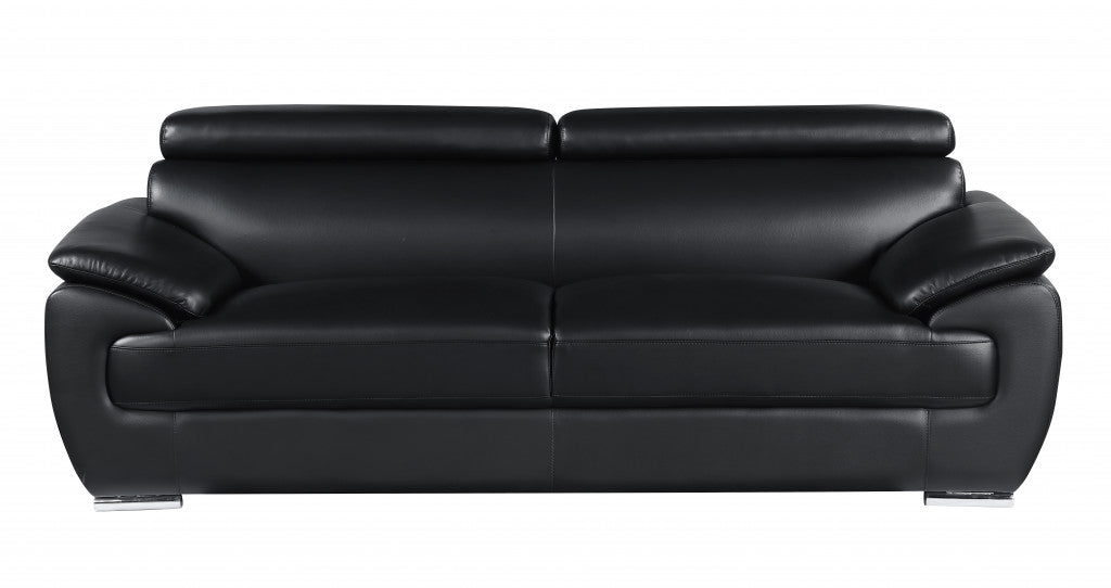  86" Captivating Black Leather Sofa By Homeroots 