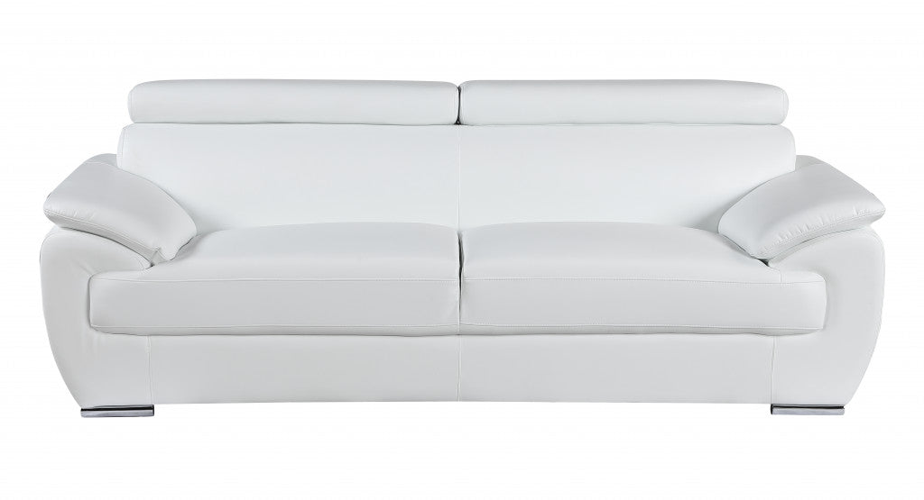  86" Captivating White Leather Sofa By Homeroots 