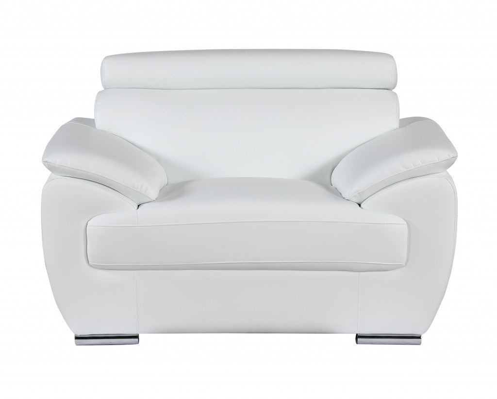  32" to 38" White Captivating Leather Chair By Homeroots 