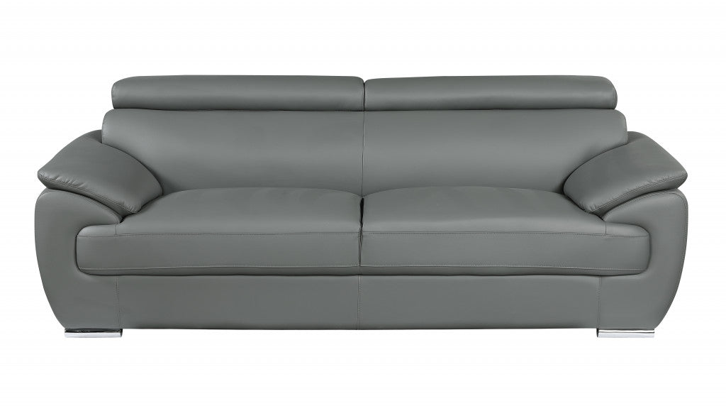  86" Captivating Grey Leather Sofa By Homeroots 