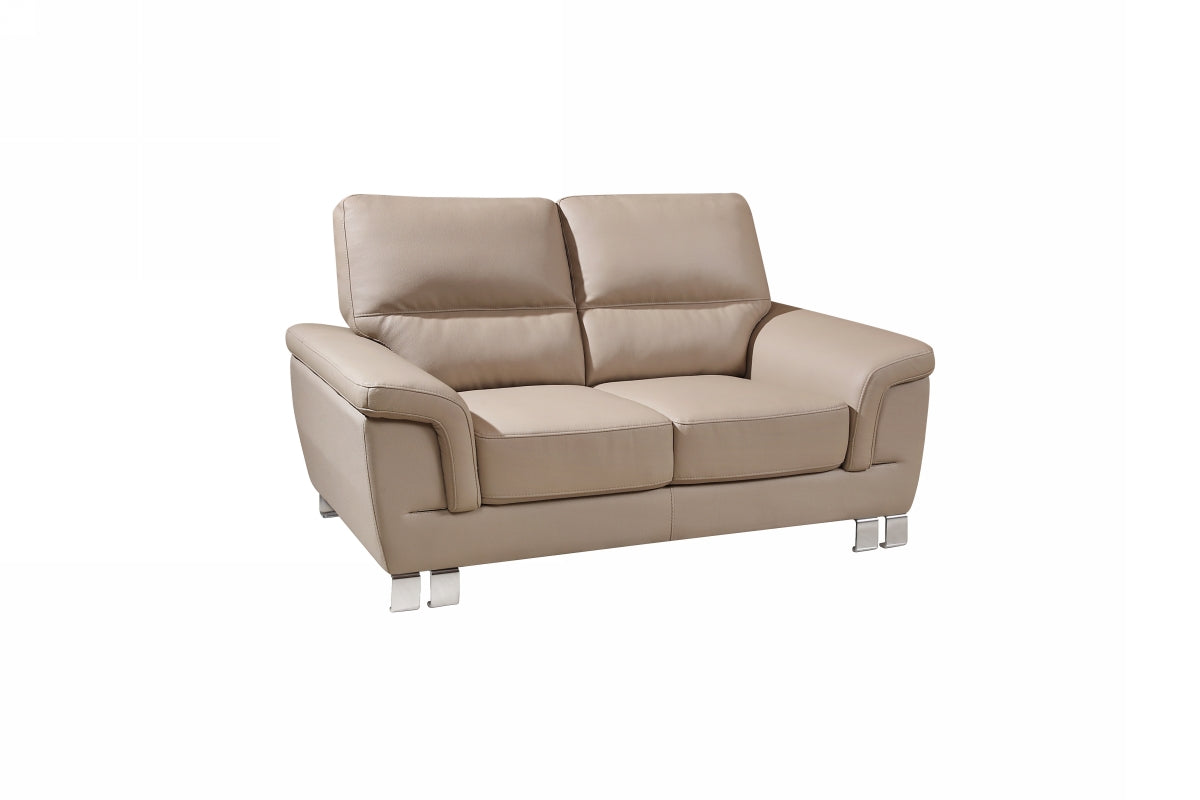  37" Modern Beige Leather Loveseat By Homeroots 