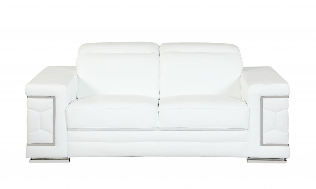  71" Sturdy White Leather Loveseat By Homeroots 