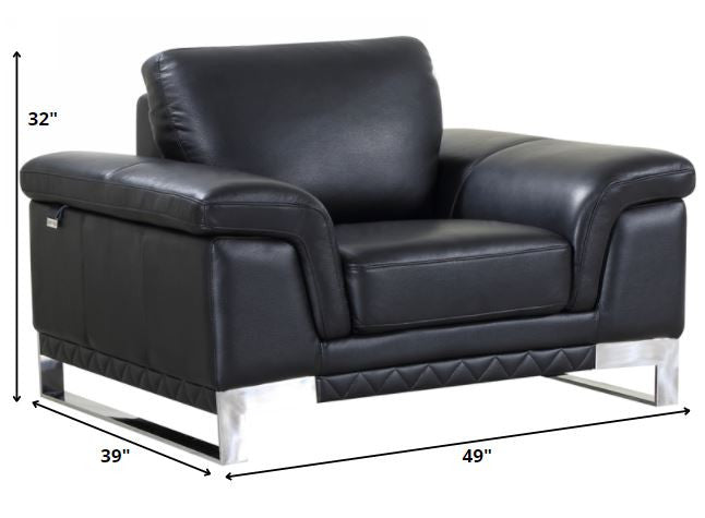  96" Lovely Black Leather Sofa Set By Homeroots 