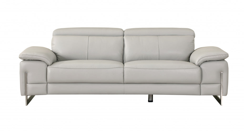  31" Tasteful Light Grey Leather Sofa By Homeroots 