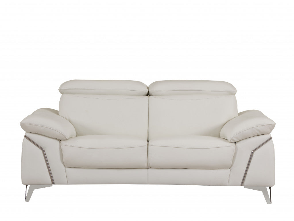  31" Fashionable White Leather Loveseat By Homeroots 