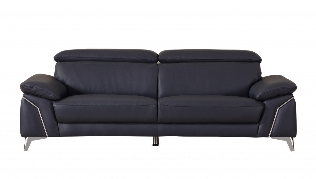  31" Fashionable Navy Leather Sofa By Homeroots 