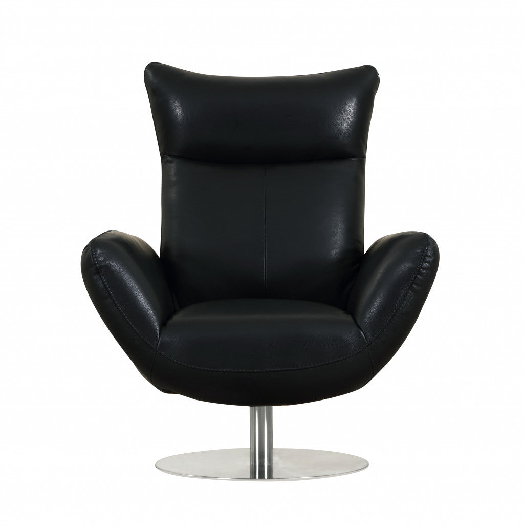  43" Black Contemporary Leather Lounge Chair By Homeroots 