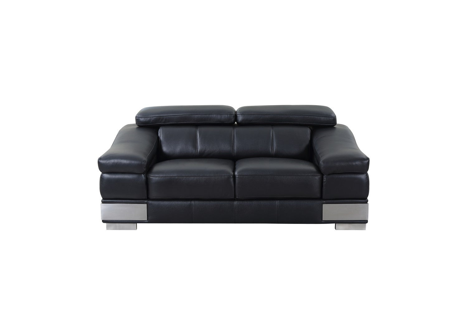  31to 39" Modern Black Leather Loveseat By Homeroots 