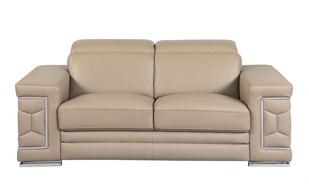  29to 38" Modern Beige Leather Loveseat By Homeroots 