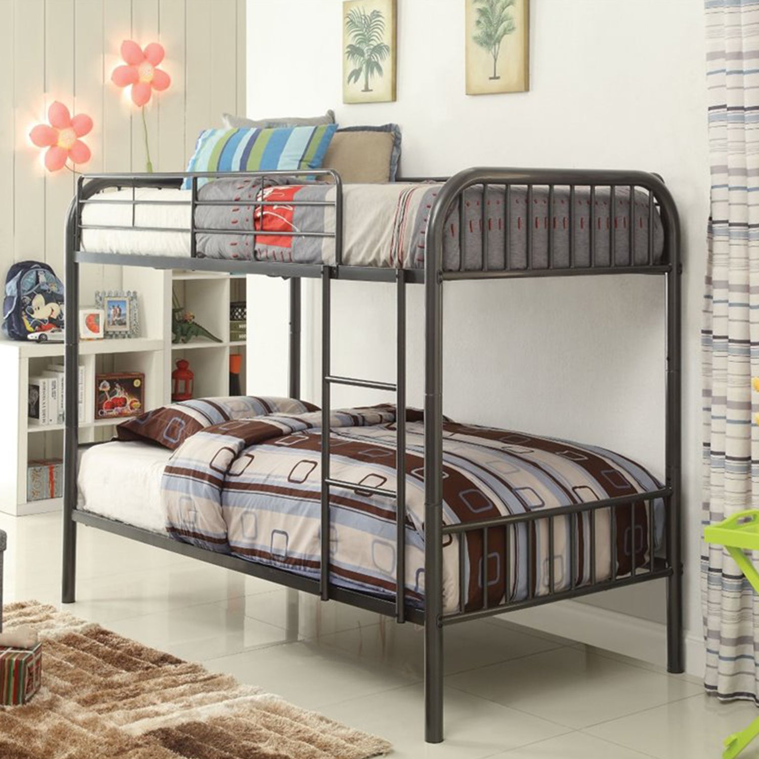  Gunmetal Metal Twin Over Twin Bunk Bed By Homeroots 