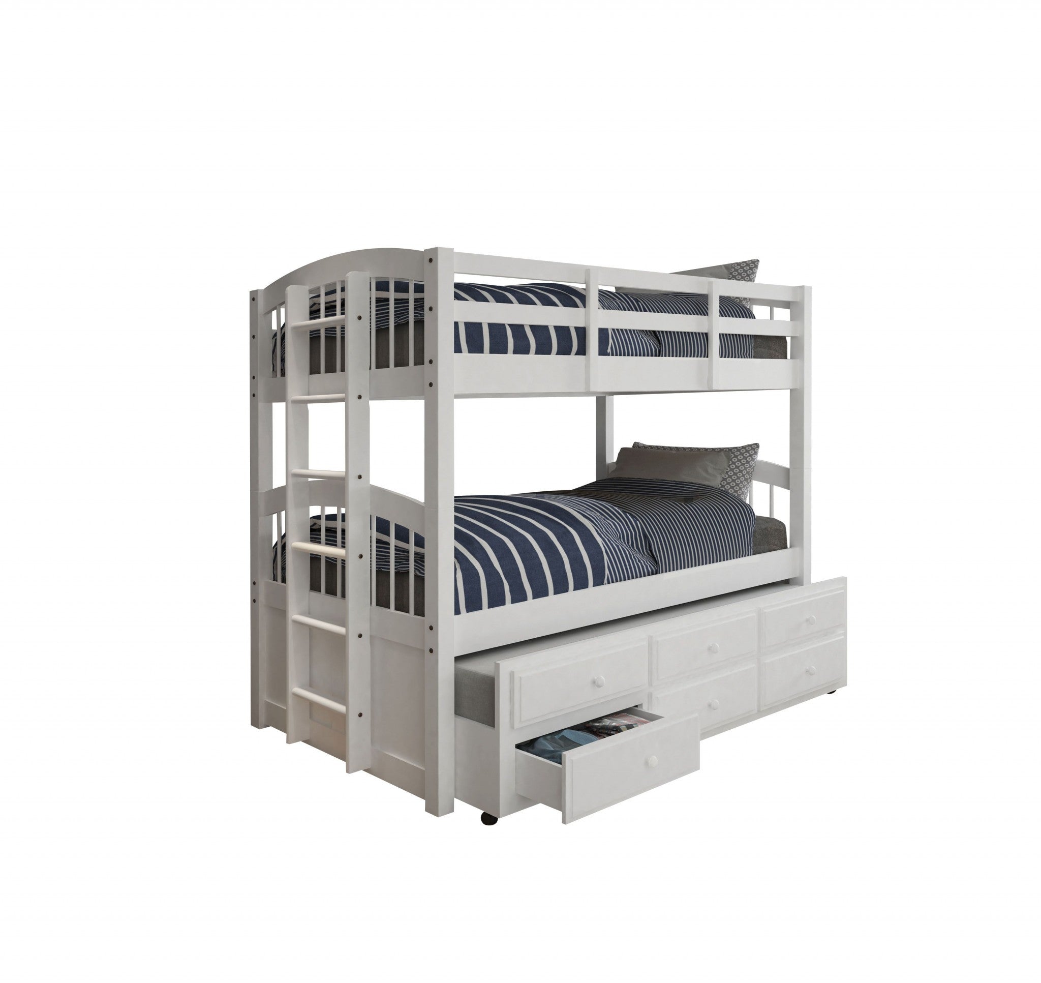  White Twin Bunk Bed Trundle With 3 Drawer By Homeroots 