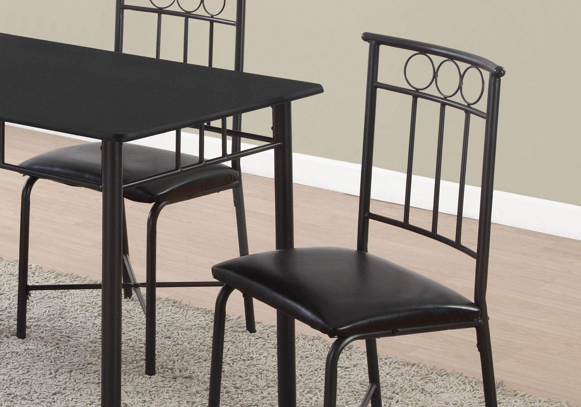  Black Metal Foam Polyurethane Leather Look Polyes 5Pcs Dining Set By Homeroots 