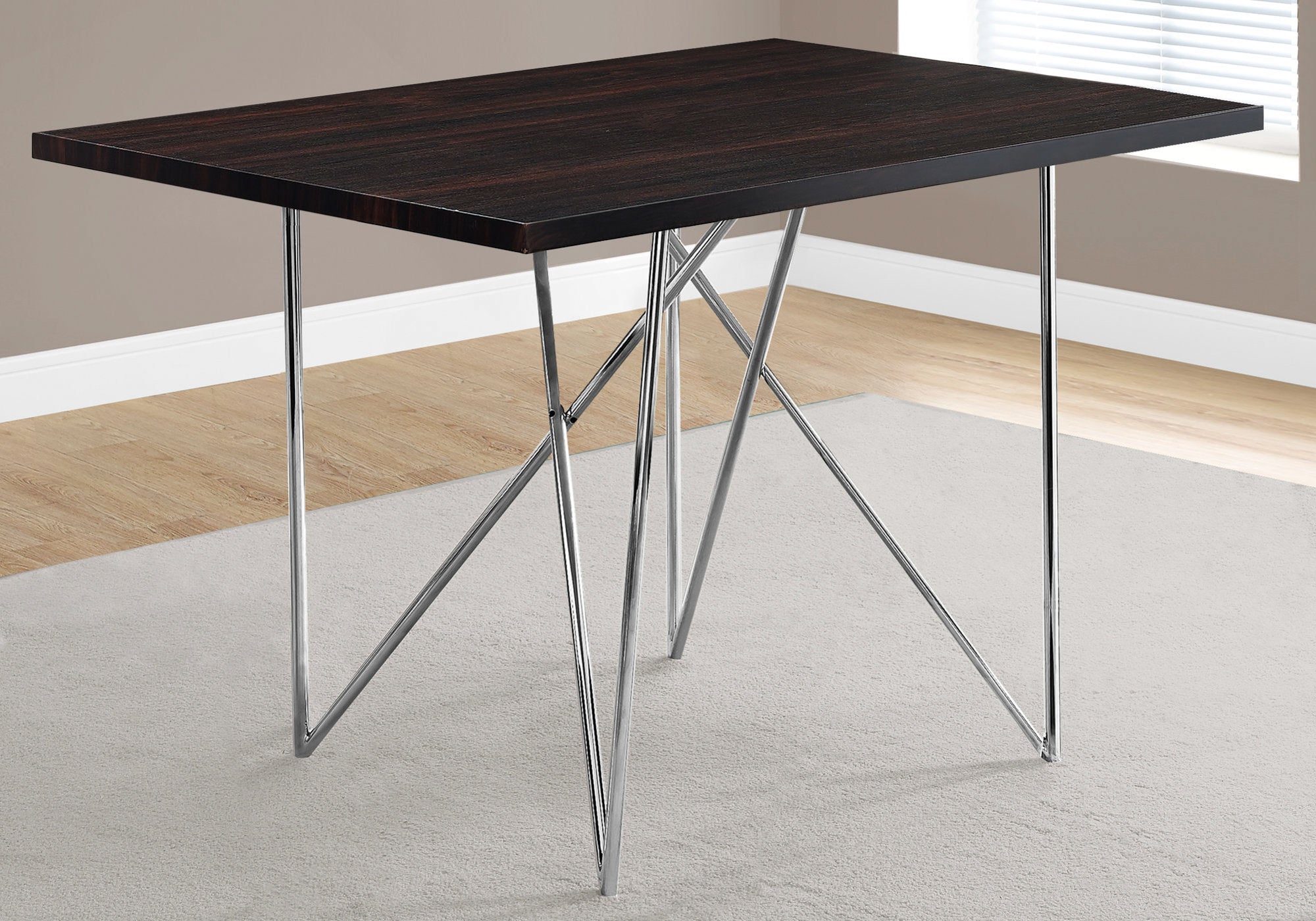  Cappuccino Hollow Core Particle Board Metal Dining Table By Homeroots 