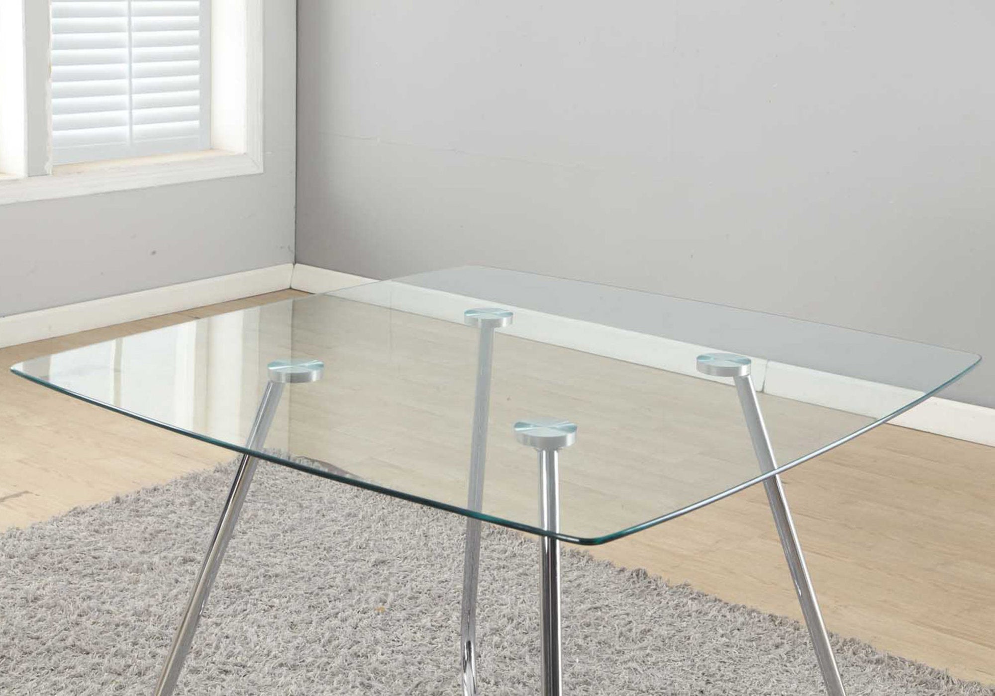  31" Chrome Metal And Clear Tempered Glass Dining Table By Homeroots 