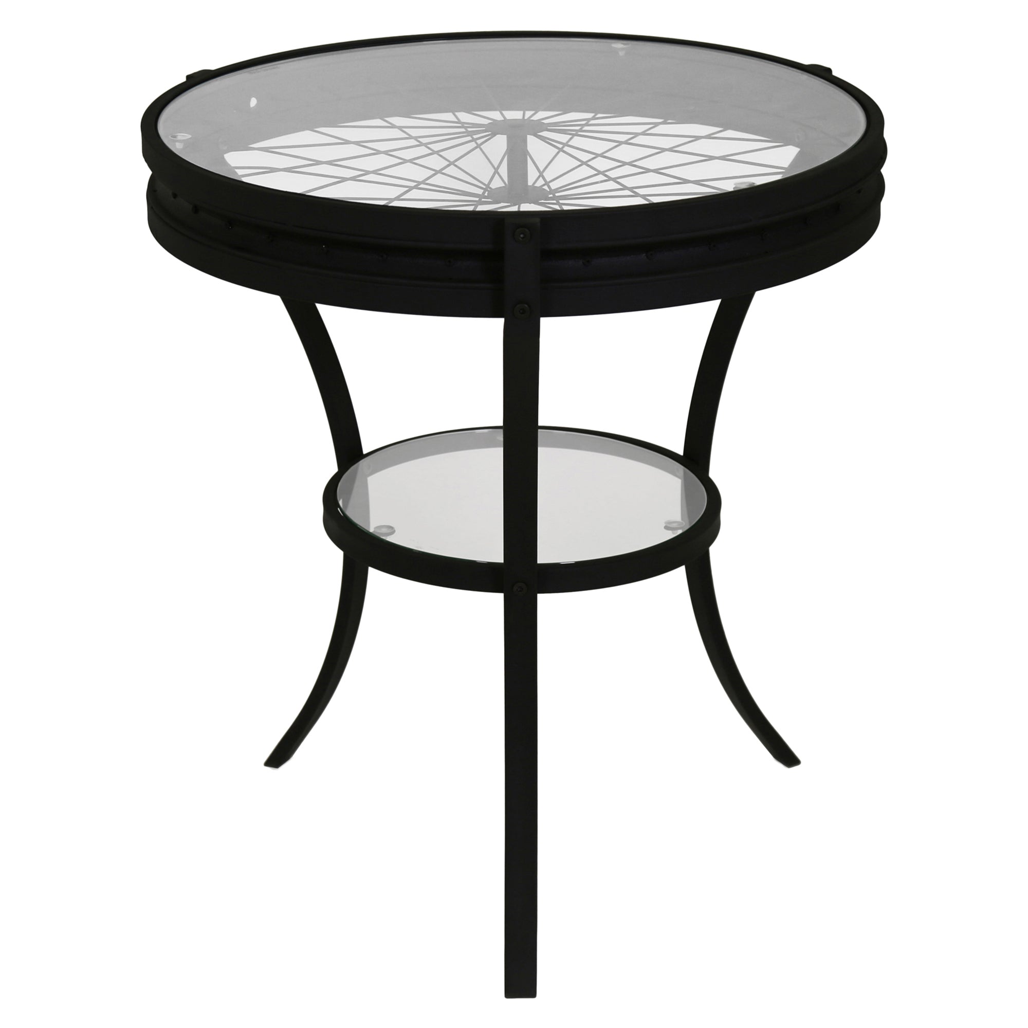  Black Clear Tempered Glass Metal Accent Table By Homeroots 