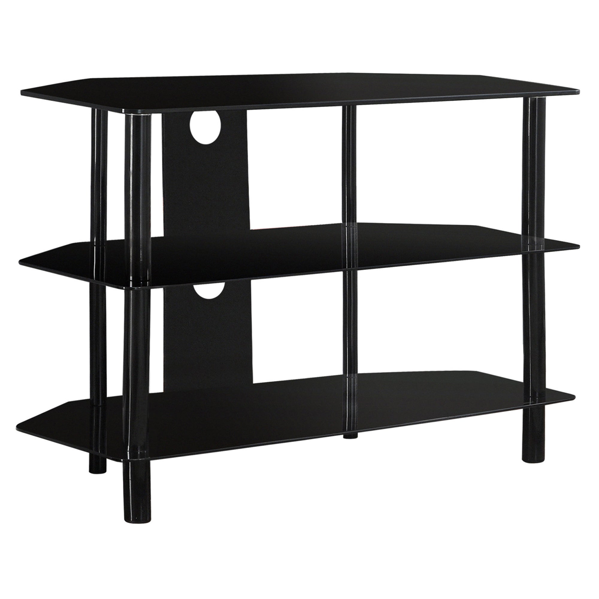  Black Metal Tempered Glass TV Stand By Homeroots 