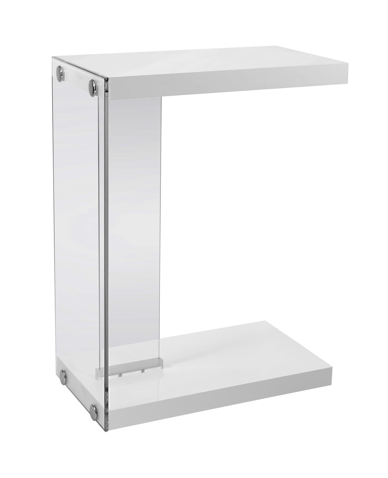  White Finish and Tempered Glass Accent Table By Homeroots 