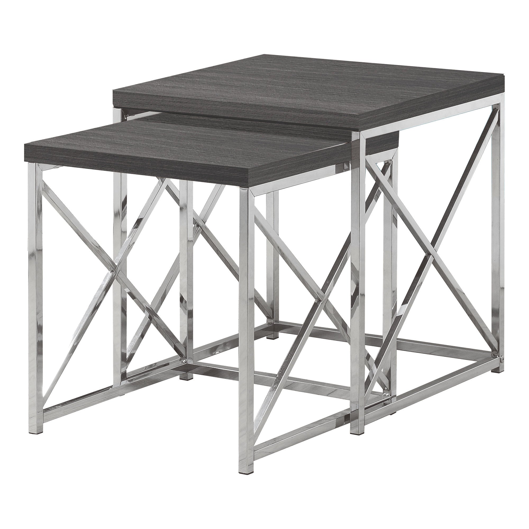  Grey Particle Board Metal 2pcs Nesting Table Set By Homeroots - 333104 