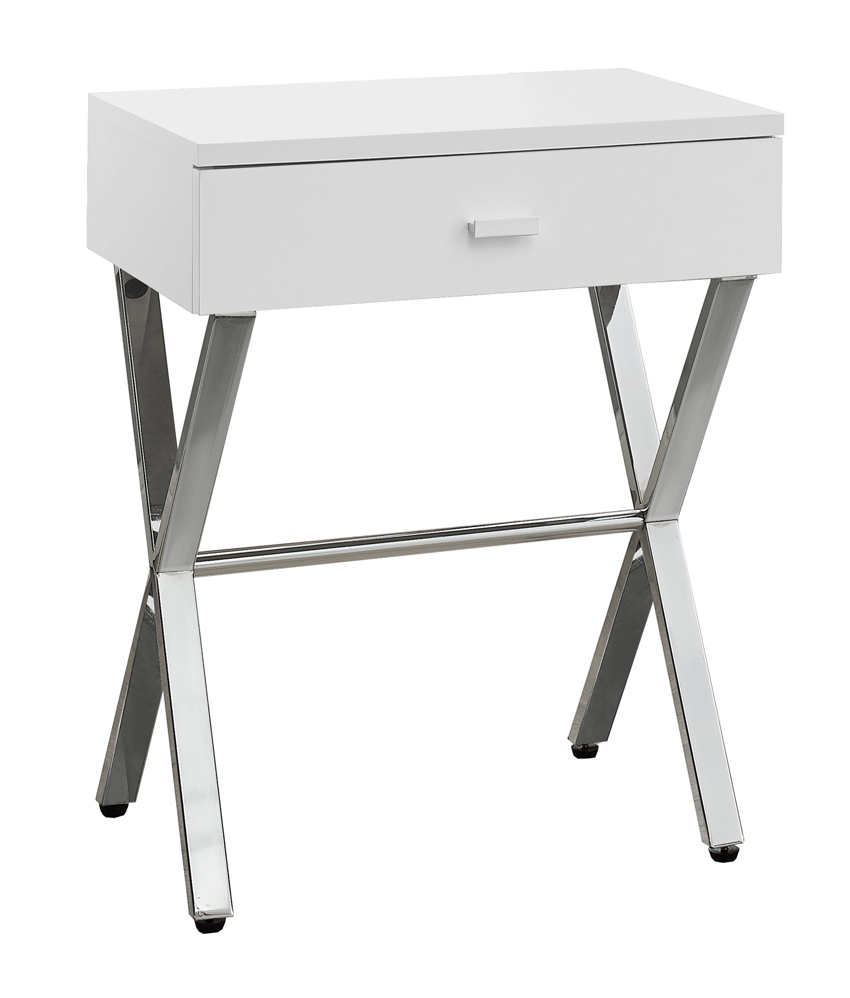  White Finish and Chrome Metal Accent Table By Homeroots 