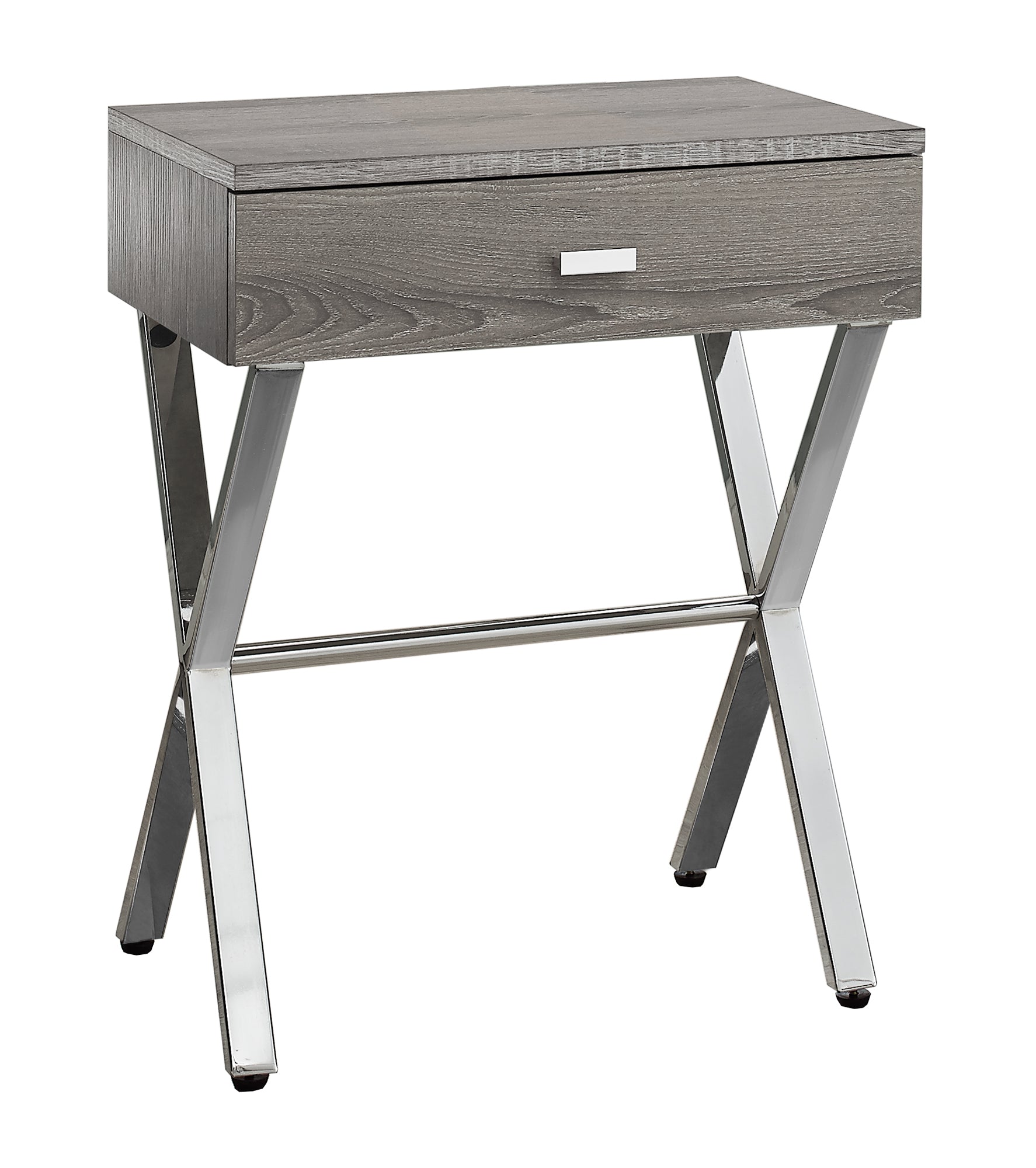  Dark Taupe Finish and Chrome Metal Accent Table By Homeroots - 333131 