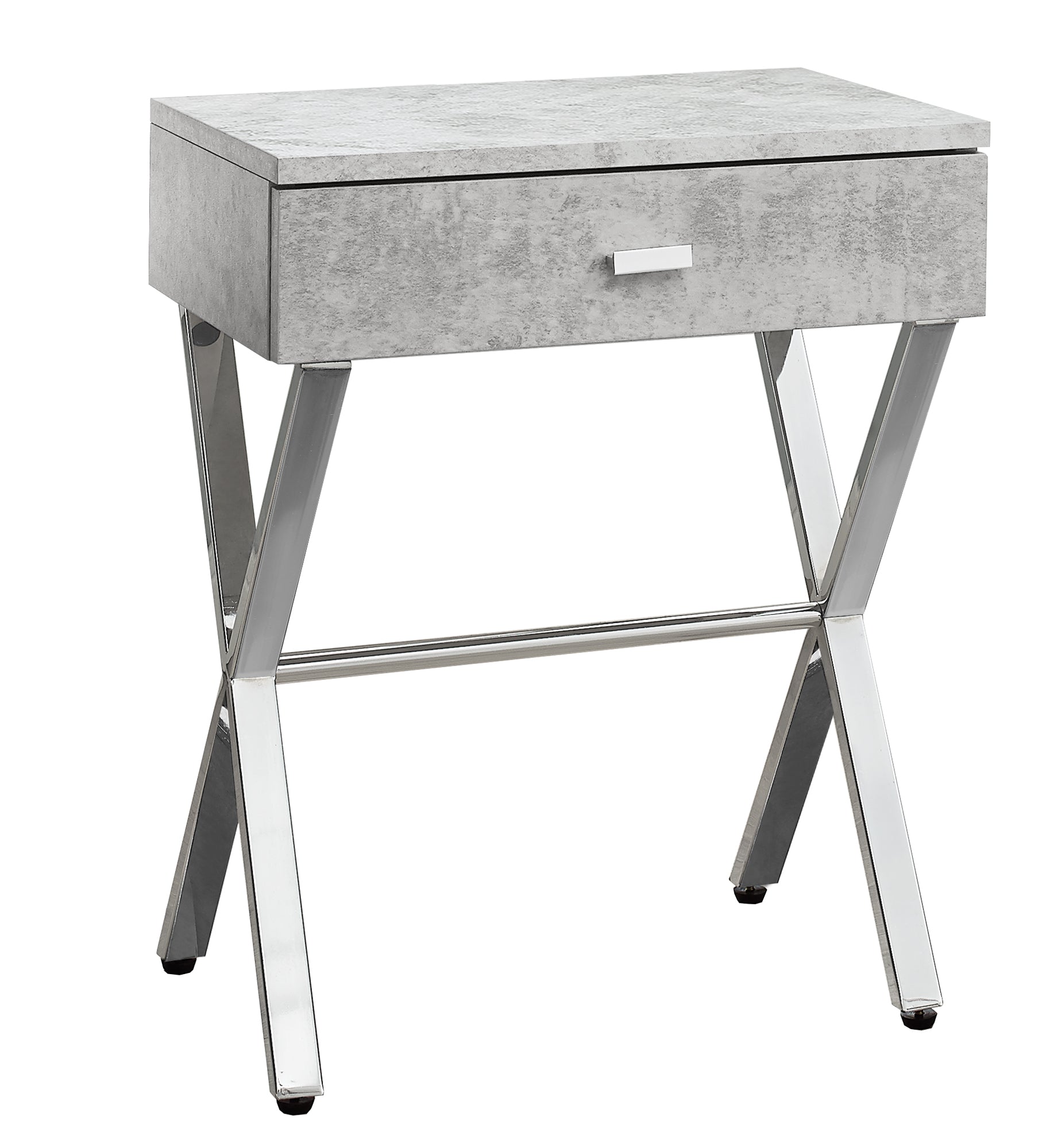  Grey Finish and Chrome Metal Accent Table By Homeroots - 333132 