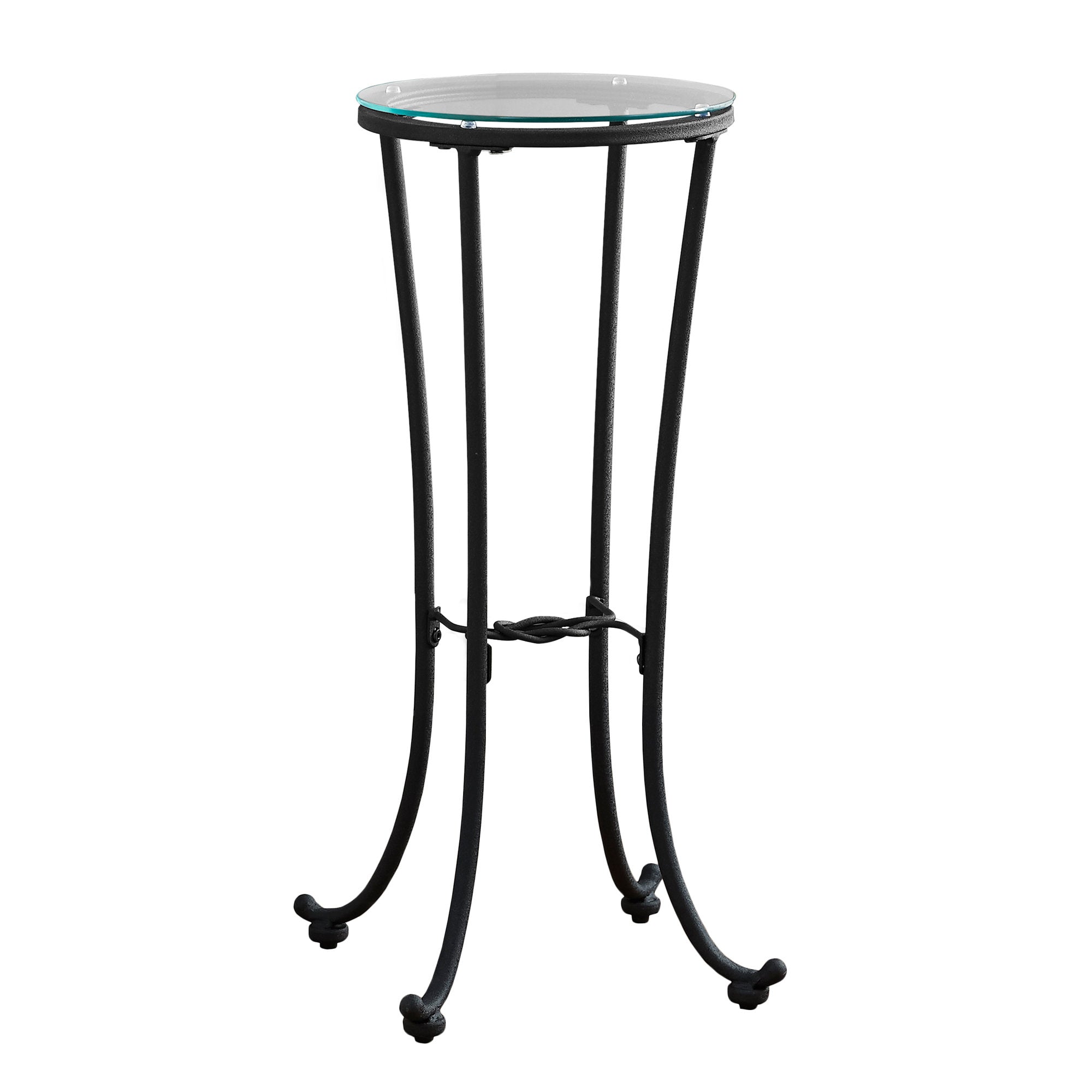  Black Clear Metal Tempered Glass Accent Table By Homeroots - 333166 