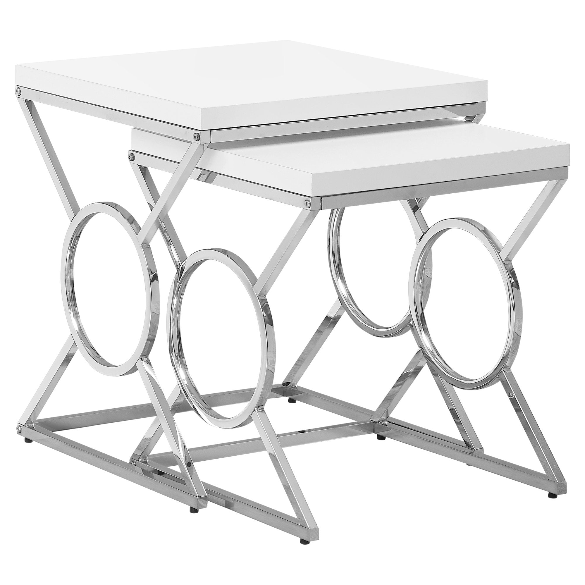  White Metal 2pcs Nesting Table Set By Homeroots 