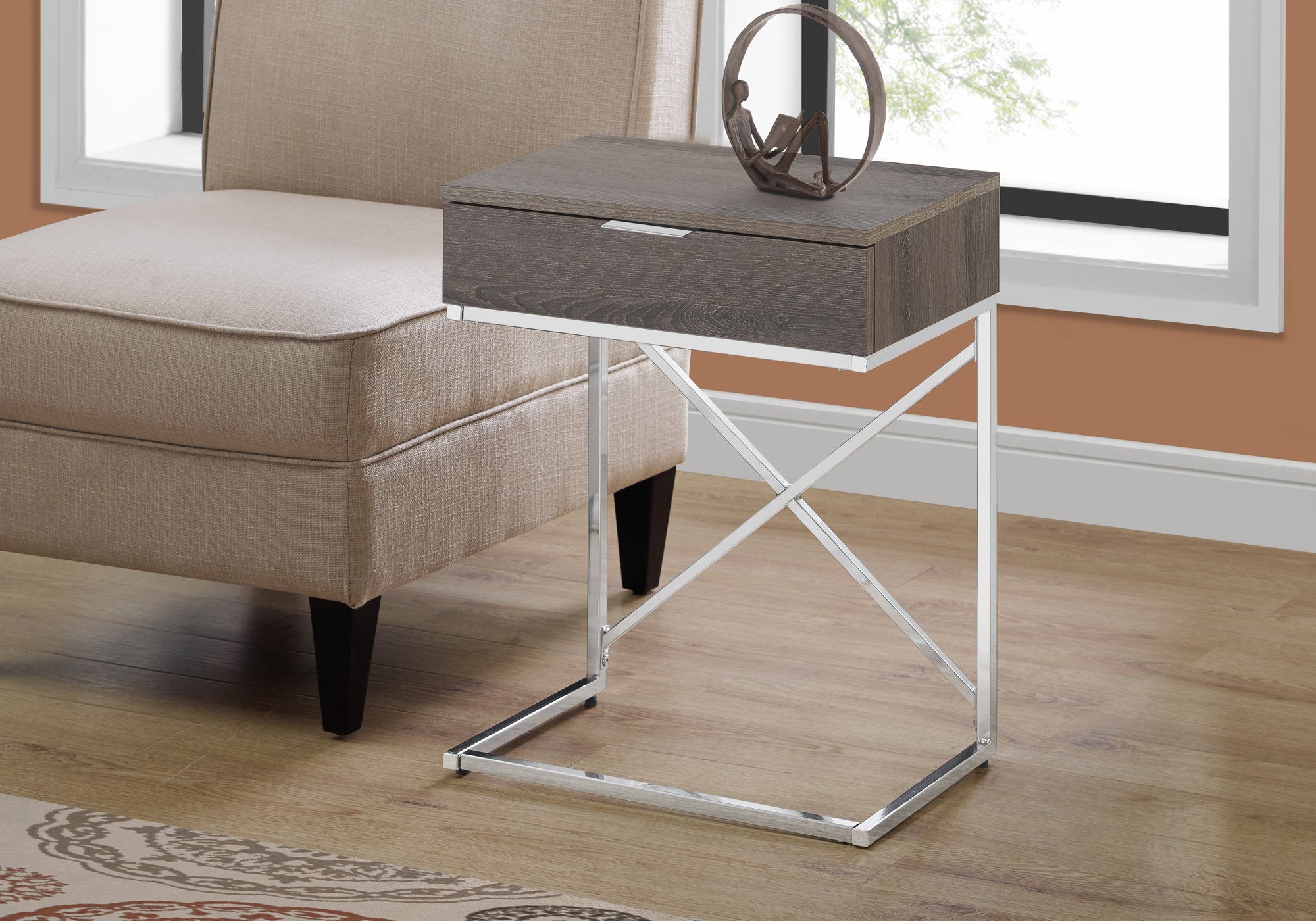  Dark Taupe Particle Board Metal Accent Table By Homeroots - 333224 