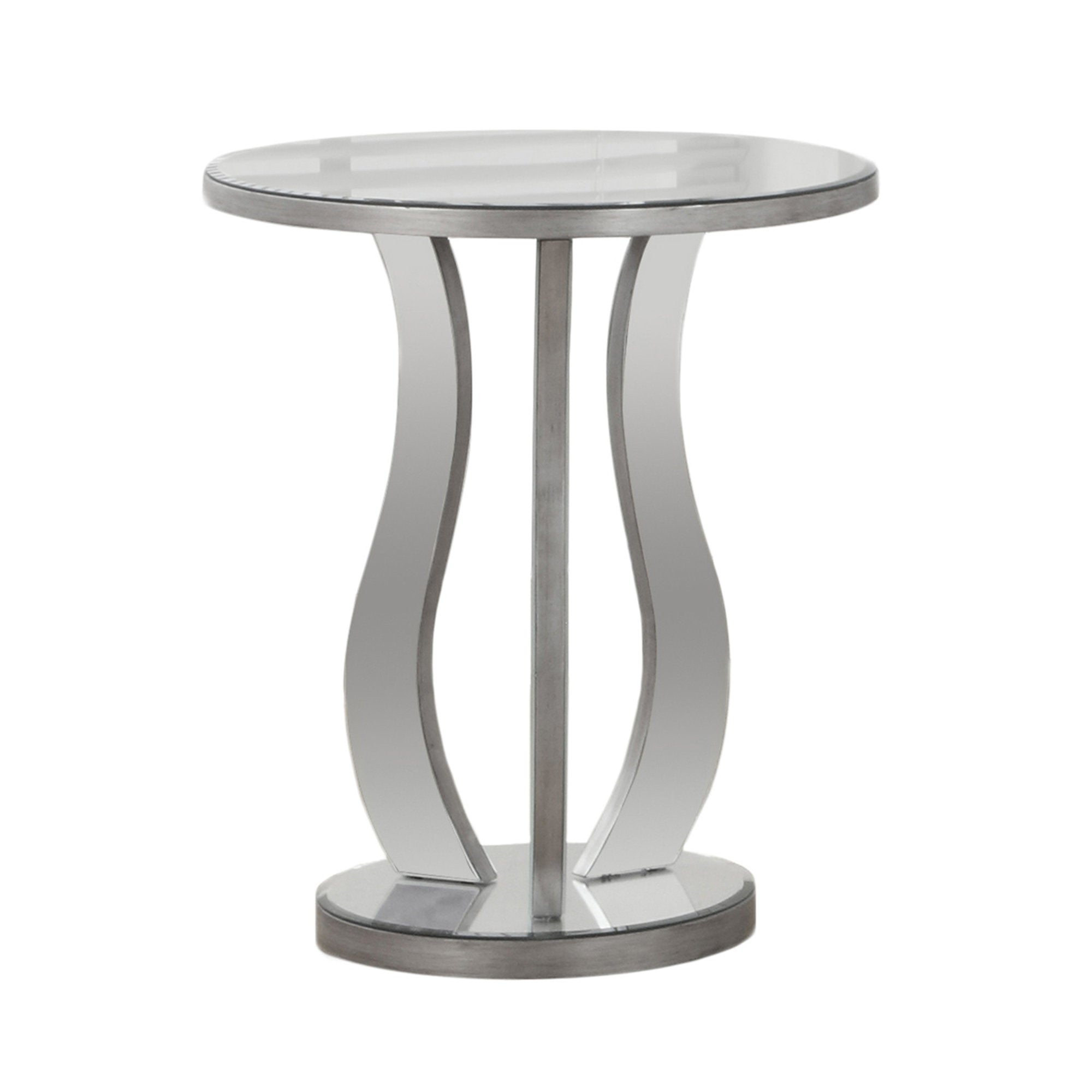  Silver End Table with a Mirror Top By Homeroots 