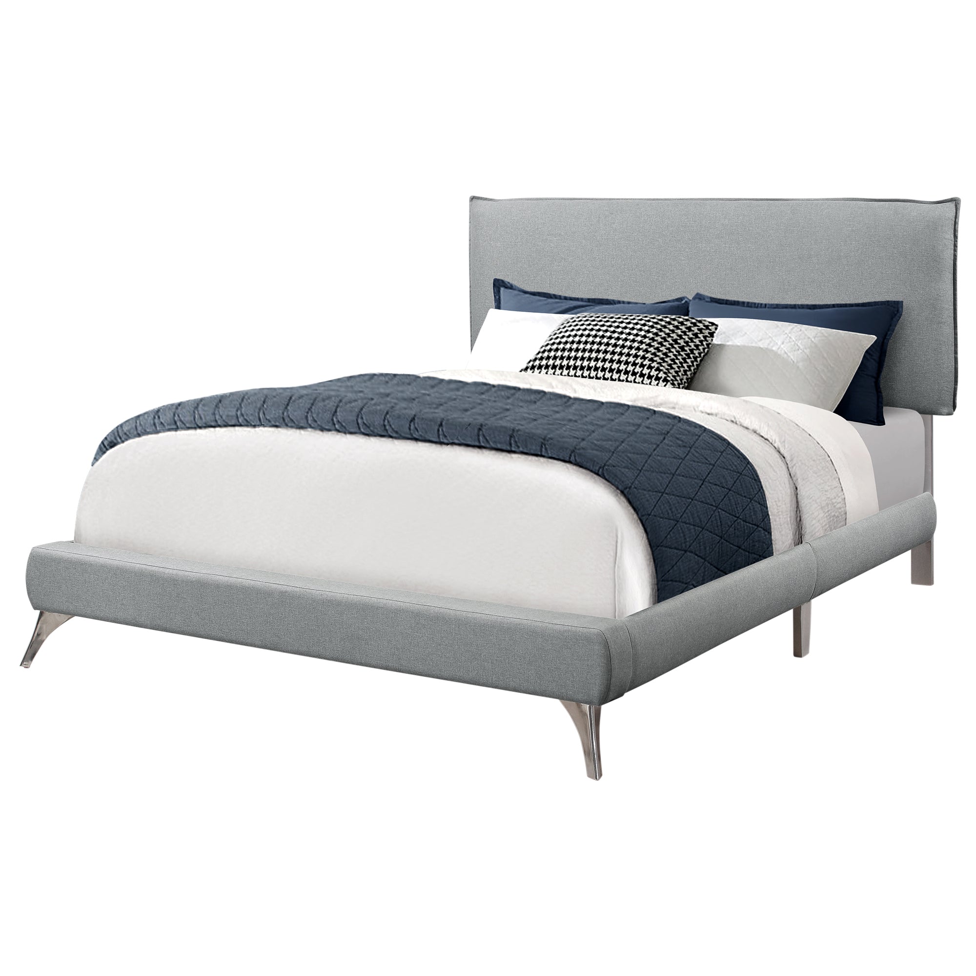  Grey Foam Solid Wood Linen Queen Size Bed By Homeroots - 333308 