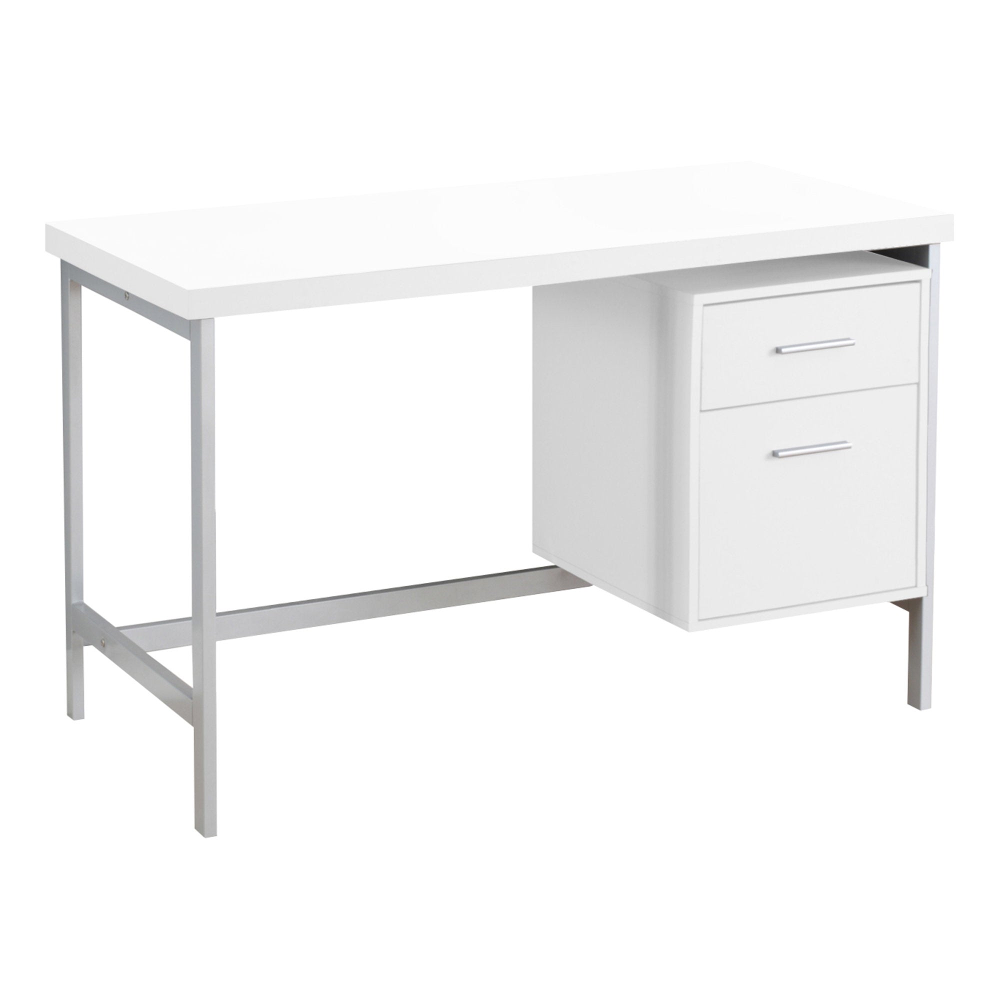  White Silver Particle Board Hollow Core Metal Computer Desk By Homeroots 