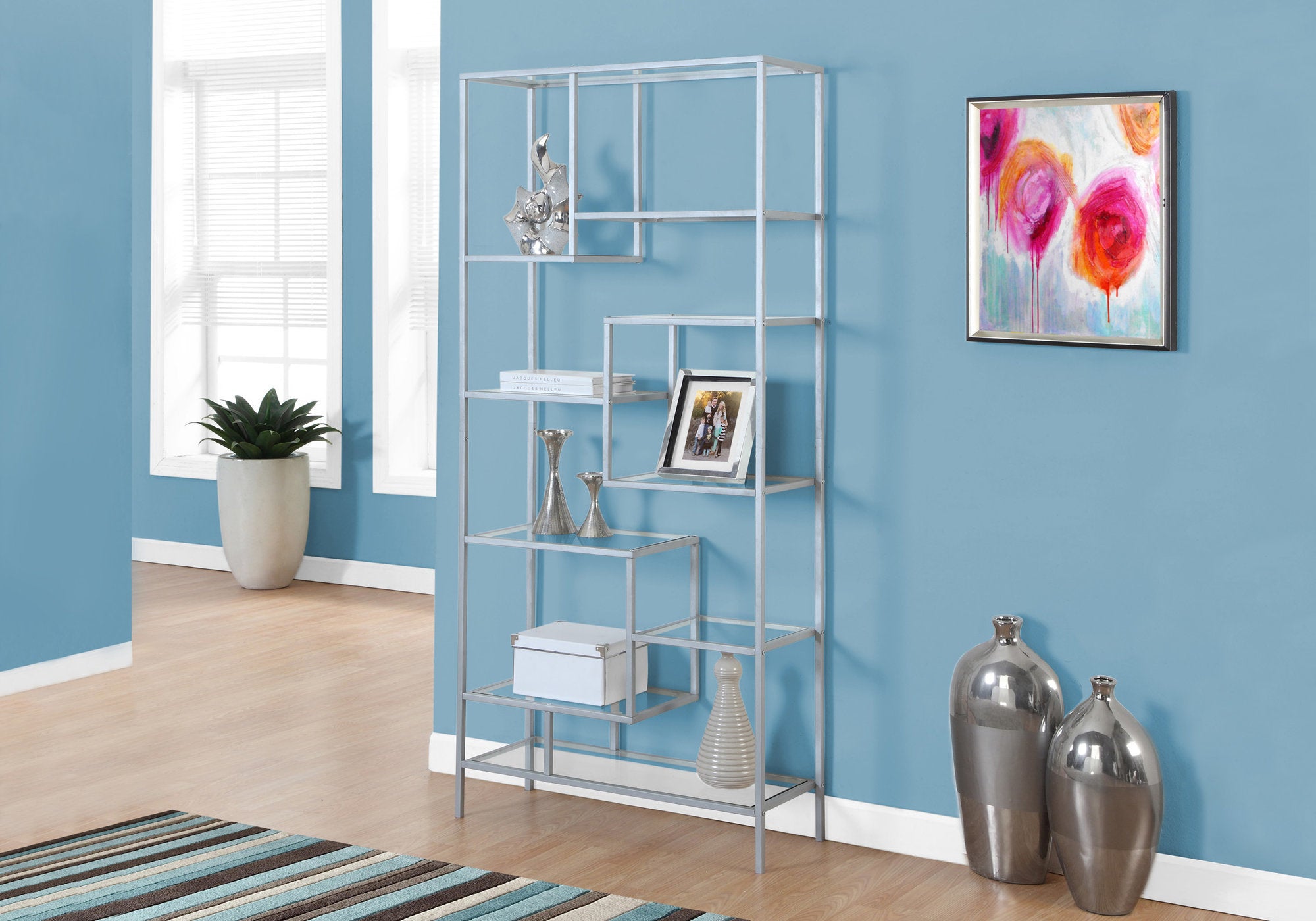  72" Metal and Tempered Glass Bookcase By Homeroots 