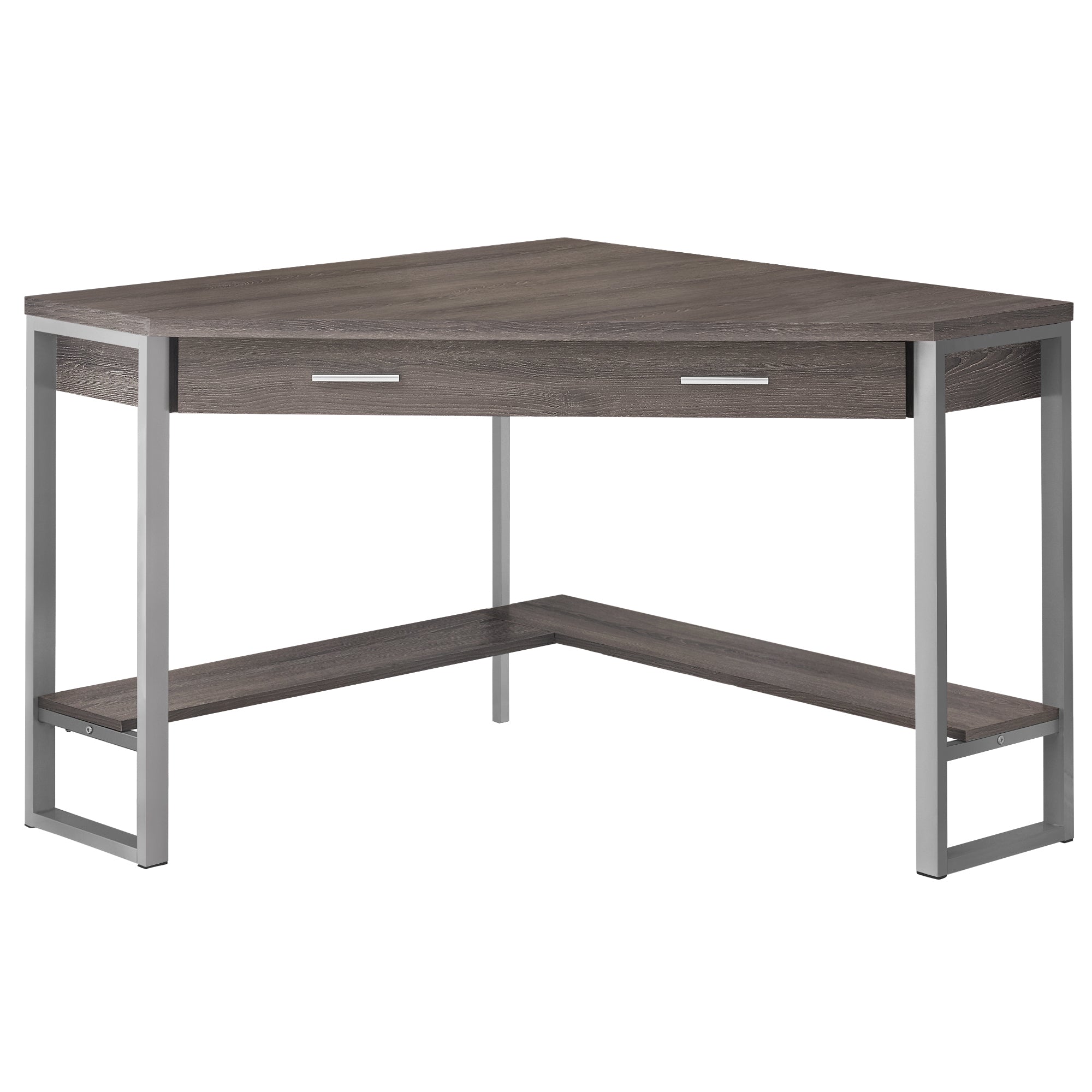  Dark Taupe Silver Particle Board Hollow Core Metal Computer Desk By Homeroots - 333554 