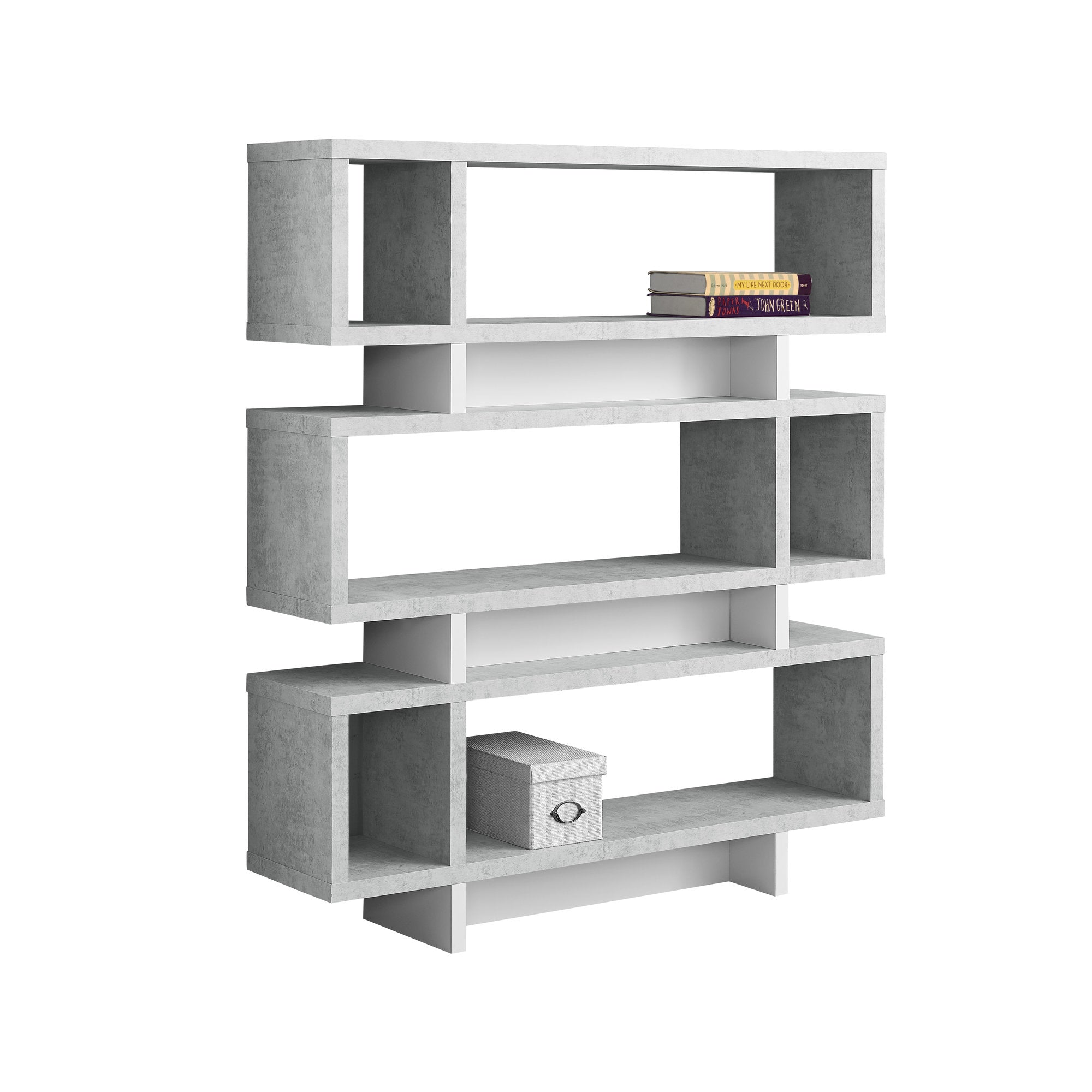  Grey White Particle Board Hollow Core Bookcase By Homeroots 