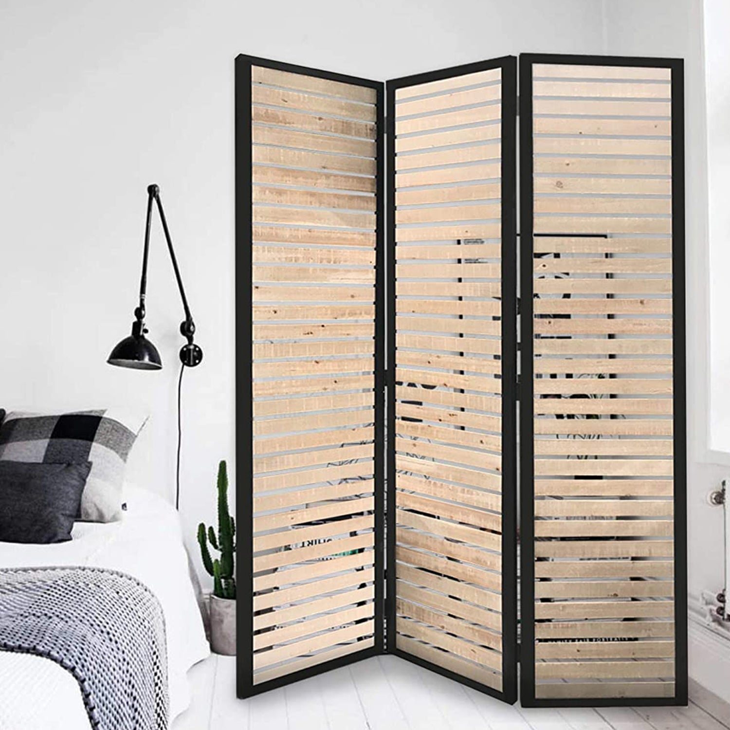  Natural Brown Wood And Metal Screen By Homeroots 