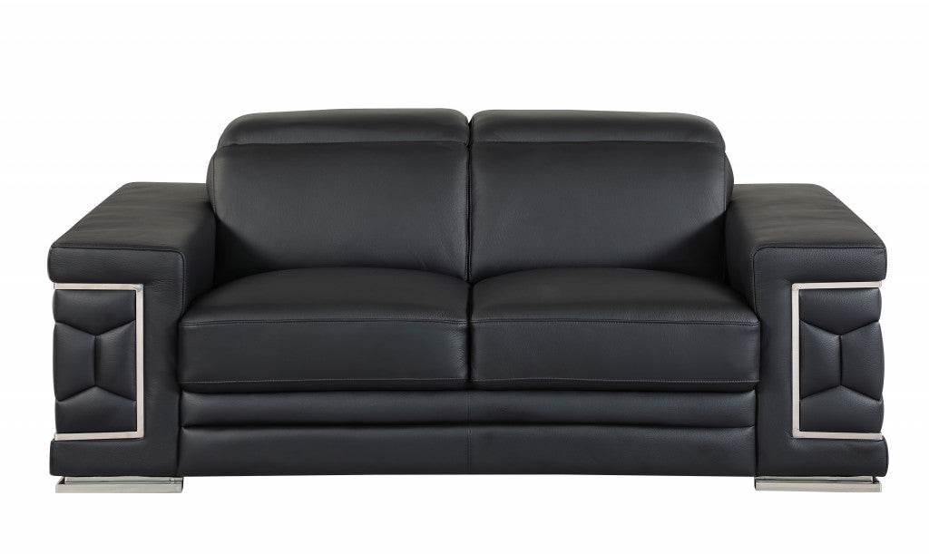  71" X 41" X 29" Modern Black Leather Sofa And Loveseat By Homeroots 